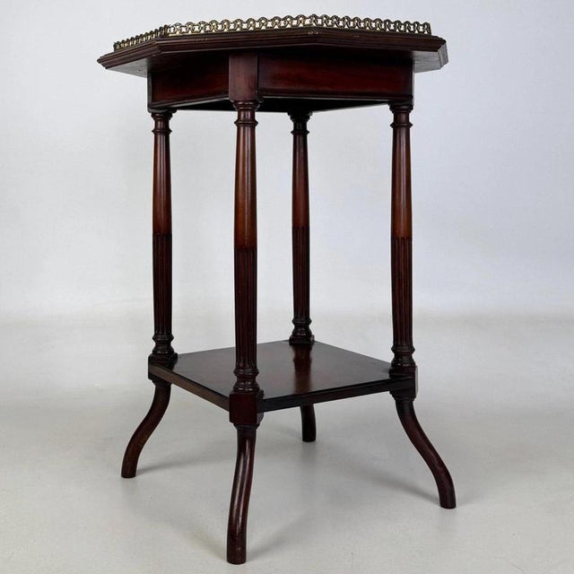 Brown Antique Octagonal Mahogany Side Table with Brass Gallery, 1800s For Sale - Image 8 of 11