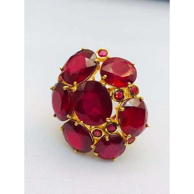 Bochic “Orient” Vintage Ruby Cocktail Ring Set In 18K Gold & Silver with Certifi For Sale - Image 14 of 15