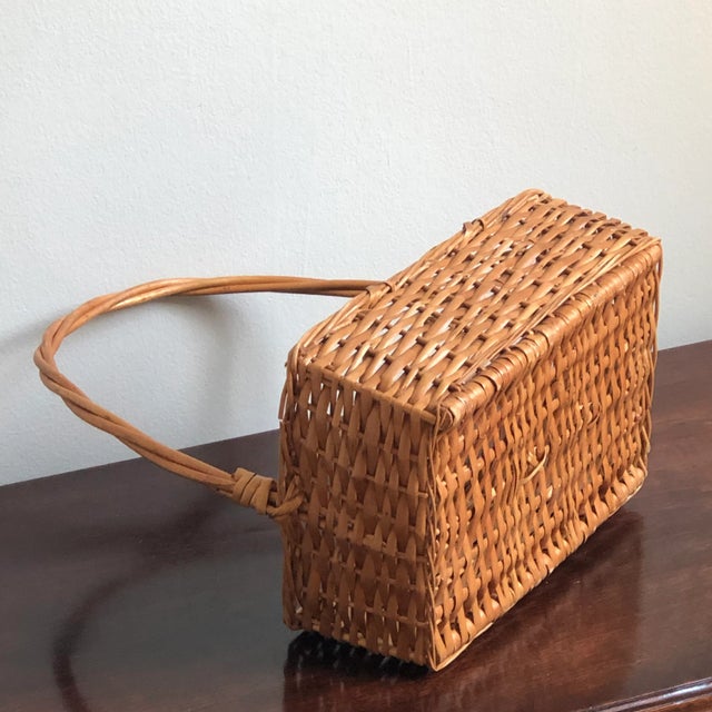Tan 1960s Wicker Drink / Cocktail Caddy For Sale - Image 8 of 12