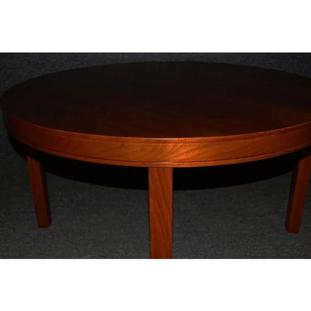 Wood Swedish Mid-Century Modern Round Walnut End or Coffee Table by Carl Malmsten For Sale - Image 7 of 8