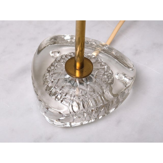 Swedish Modern EAE Table Lamps, Brass, Glass and Pierre Frey Silk, 1950s, Set of 2 For Sale - Image 6 of 11