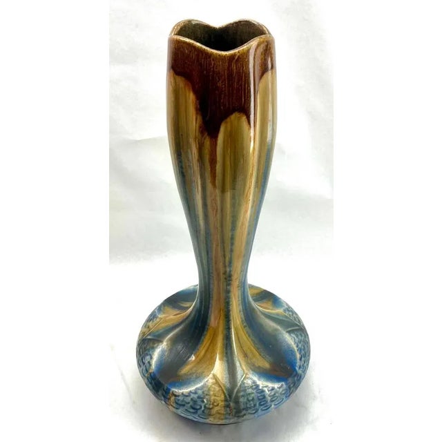 Large Art Nouveau Handmade and Hand Glazed Soliflore Vase, 1930s For Sale - Image 4 of 12