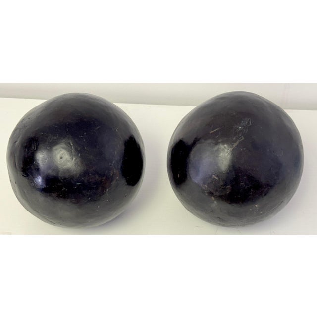 Pair of Modern Artisan Bronze Garden 8" Balls/Spheres, Late 20th Century For Sale - Image 10 of 18