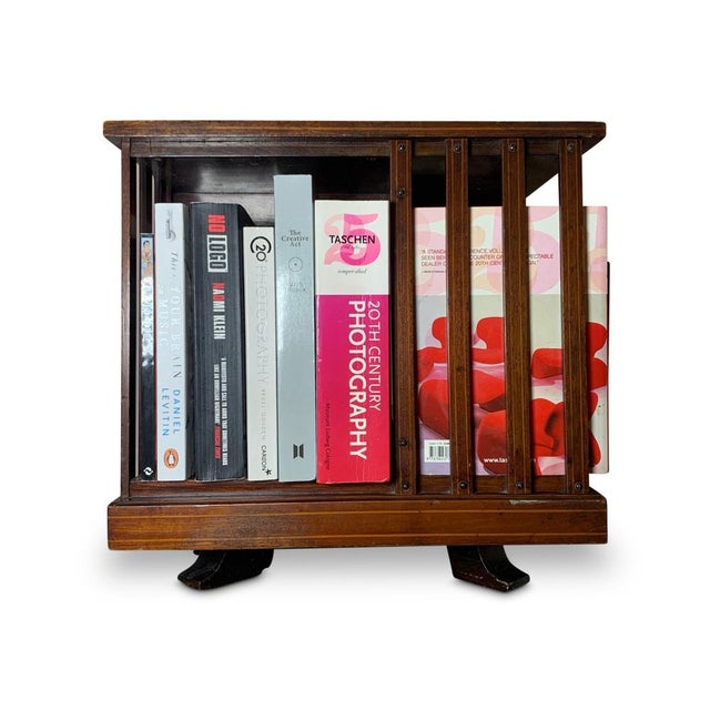 Brown Antique Victorian Revolving Tabletop Bookcase with in-Lay Flame Mahogany For Sale - Image 8 of 15