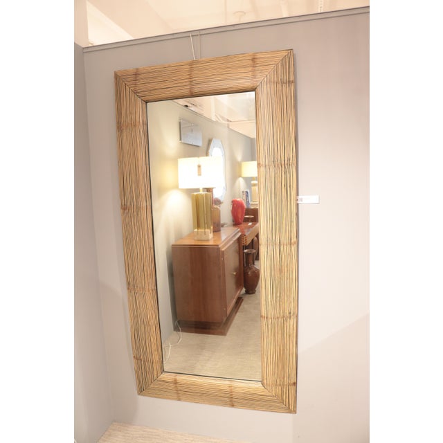 Ornamental & Decorative Materials 1970s Modernist Oversized Bamboo Wall Mirror For Sale - Image 7 of 18