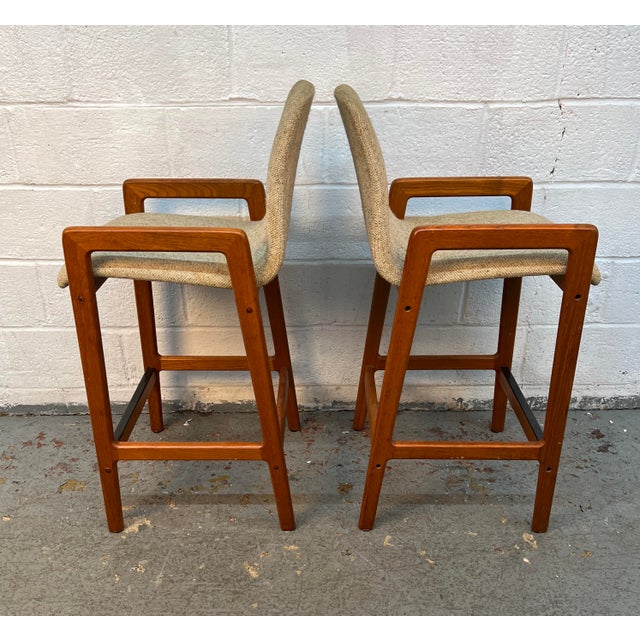 Mid-Century Danish Teak Tall Stools Attributed to Tarm Stole for Og Mobelfabrik a/S For Sale In New York - Image 6 of 12