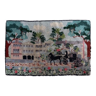1940s Handmade Vintage American Hooked Rug 1.8' X 2.8' For Sale