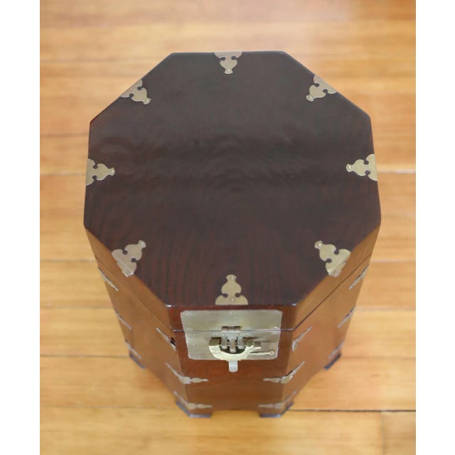 Mid 20th Century Side Tables Octagonal Mahogany and Brass - A Pair For Sale - Image 5 of 6
