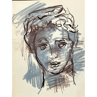 Mid-Century Charcoal & Pastel Drawing of Women by Artist Francis Chapin For Sale