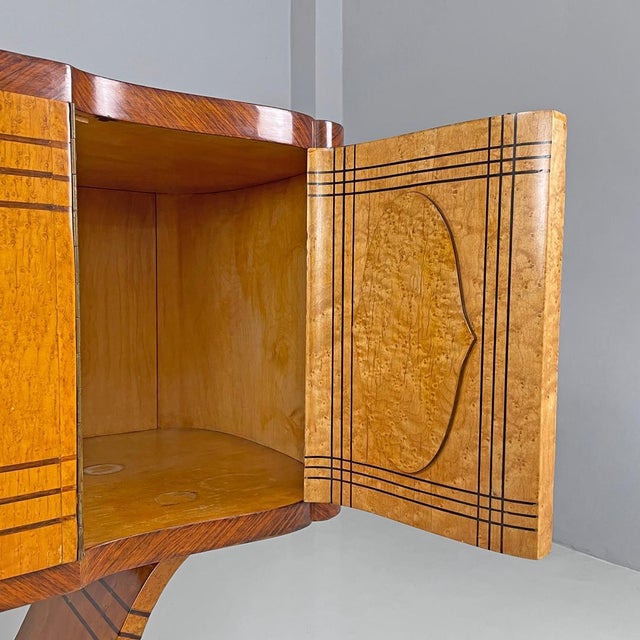 Art Deco Italian Wooden Bar Cabinet Mirrored Doors and Decorative Inlays, 1930s For Sale - Image 13 of 18