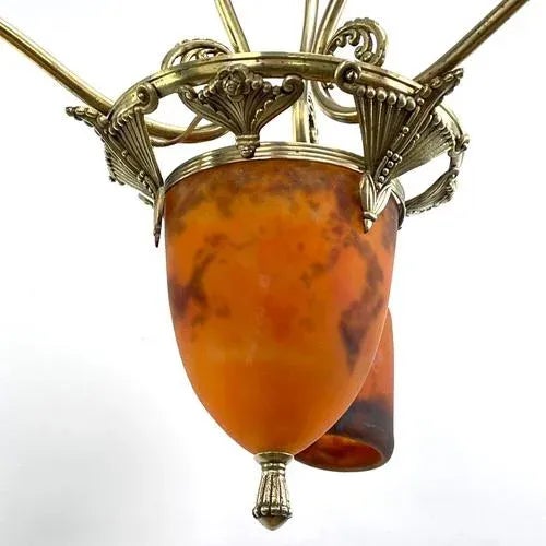 Art Deco Chandelier attributed to Muller Frères, 1920s For Sale - Image 10 of 12