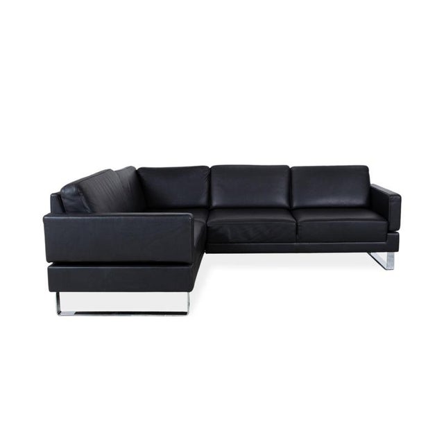 Brühl Alba Leather Corner Sofa, Black, Manual Function Sofa Couch For Sale - Image 13 of 17