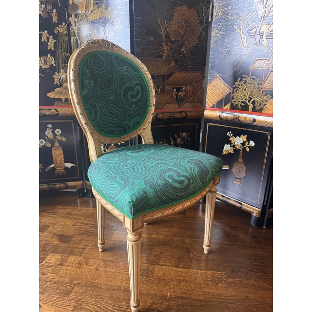 Vintage Louis XVI Malachite Side Chair For Sale - Image 4 of 10