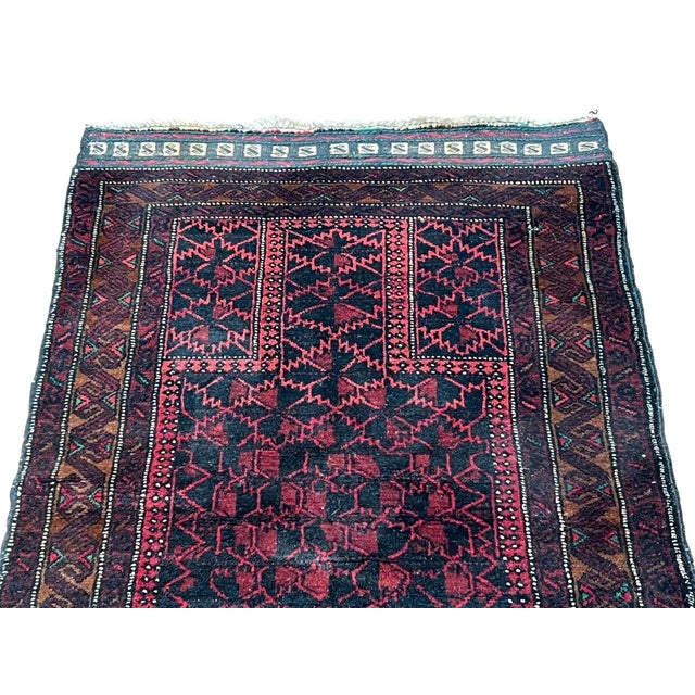 Tribal Afghan Balouch Prayer Wool Rug 2’7” X 4’2” For Sale - Image 3 of 4