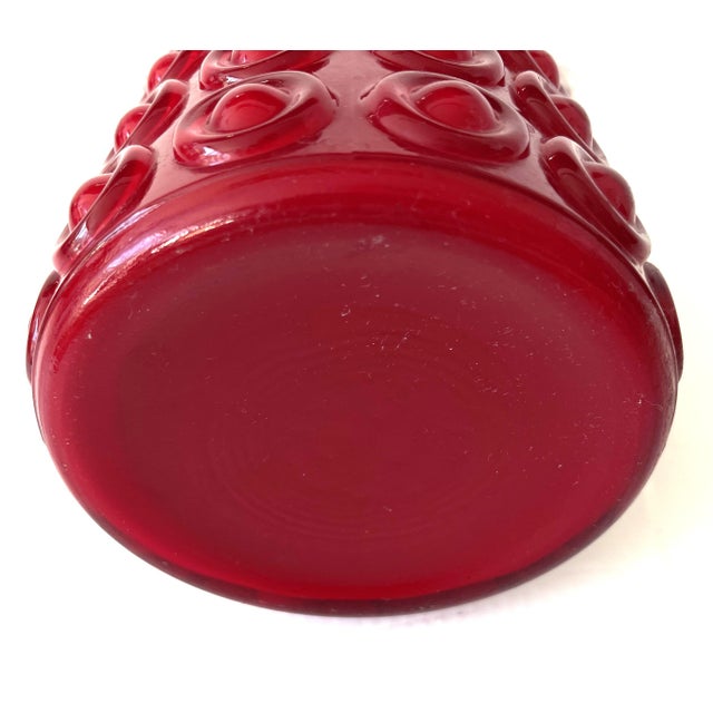 Glass Mid-Century Italian Red Glass Vase with Sculptural Clear Handles, 1970s For Sale - Image 7 of 10