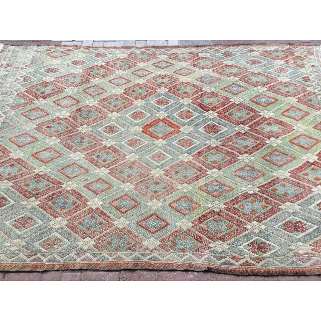 Mid-Century Modern 1960s Scandinavian Decor Handmade Vintage Kilim Rug - 81"x112" For Sale - Image 3 of 9