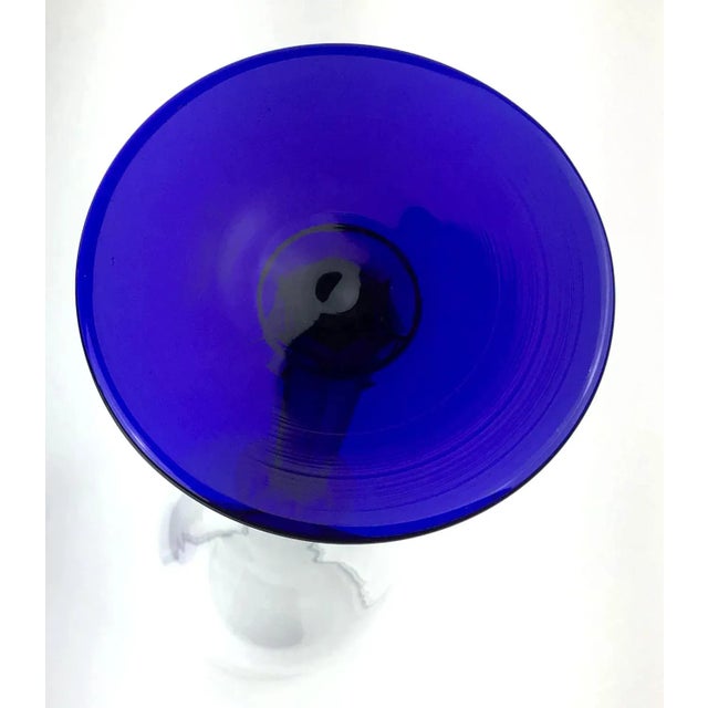 1970s 1970s Mid Century Cobalt Crystal Toasting Flutes For Sale - Image 5 of 6