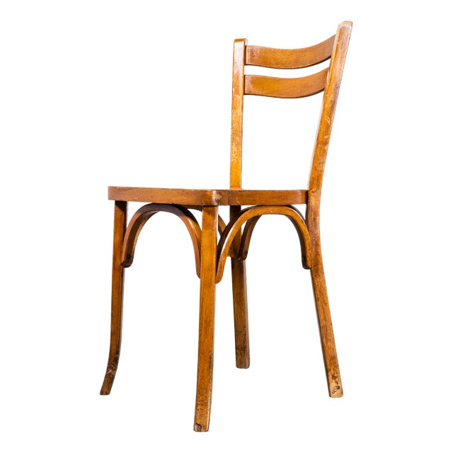 French Wavy Back Bentwood Dining Chairs from Baumann, 1950s, Set of 4 For Sale
