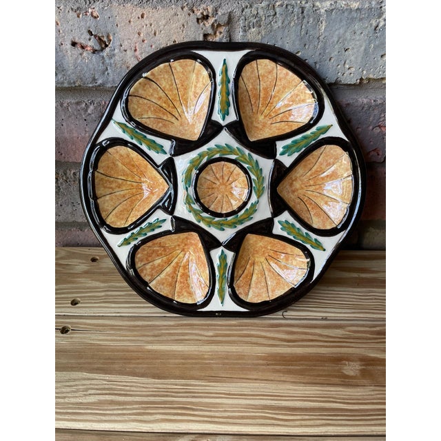 Vintage French Majolica Saint Jean De Bretagne Oyster Plate For Sale - Image 11 of 11