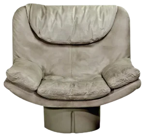 Italian Grey Leather Lounge Chair by Ammanati & Vitello for Comfort Italy, 1970s