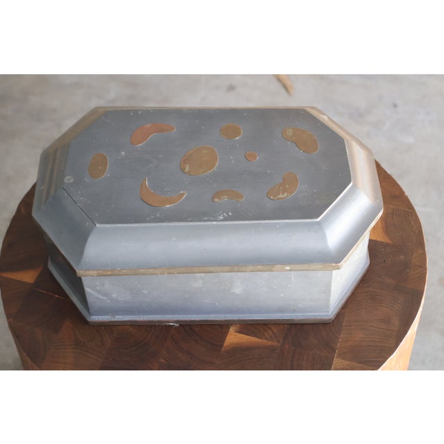 Early 21st Century Unique English Antique Pewter and Brass Box For Sale - Image 5 of 18