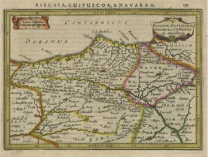 Map of Northeastern Spain with the Areas of Pamplona and Valladolid, 1634
