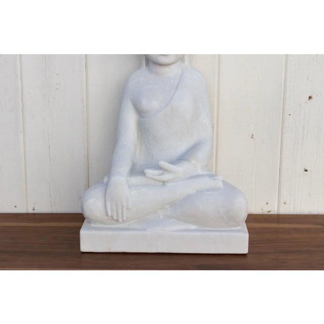 1990s Handcarved Marble Burmese Meditating Buddha For Sale - Image 5 of 10