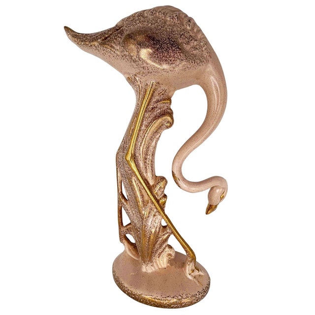 Modern 13" Tall Pottery Ceramic Beige Long-Legged Flamingo Figurine, 1970 For Sale - Image 3 of 6