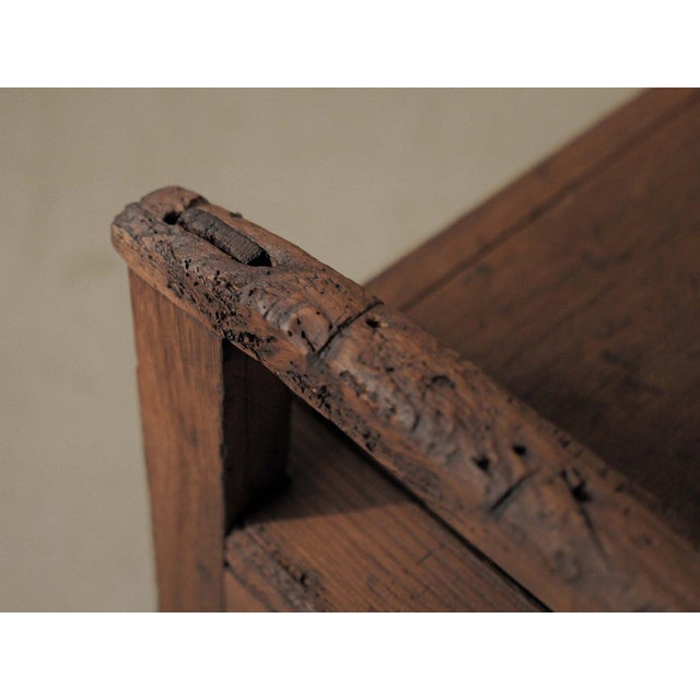 Antique French Folk Bench with Storage Chest in Wood For Sale - Image 13 of 14