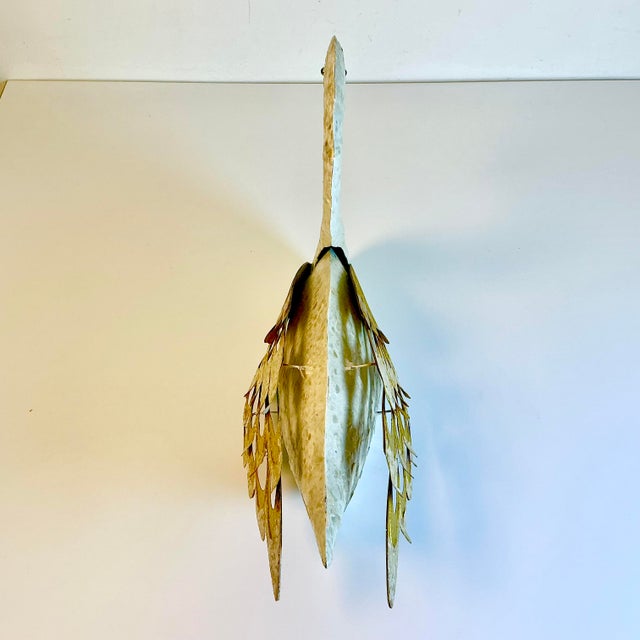 Mid-Century Coastal Hollywood Regency Italian Capiz Shell Encrusted Tole Swan Sculpture. For Sale - Image 10 of 16