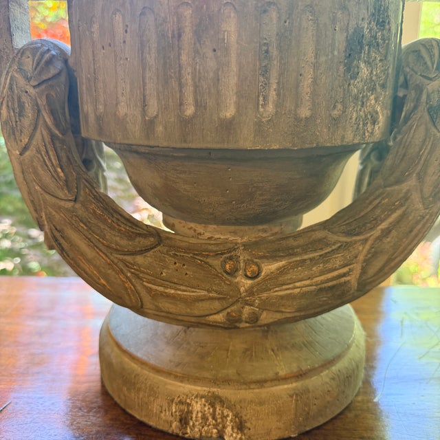 Bliss Studio Carved Wood Neoclassical Urn Lamp For Sale - Image 9 of 9