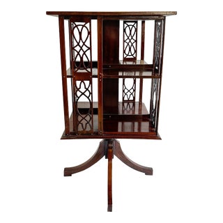 A Mahogany Revolving Bookcase With Satinwood Inlay, English, Ca. 1900 For Sale