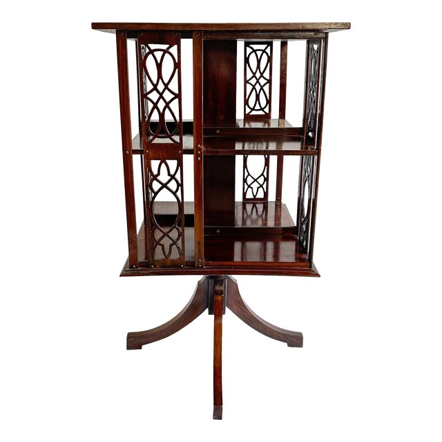 A Mahogany Revolving Bookcase With Satinwood Inlay, English, Ca. 1900 For Sale