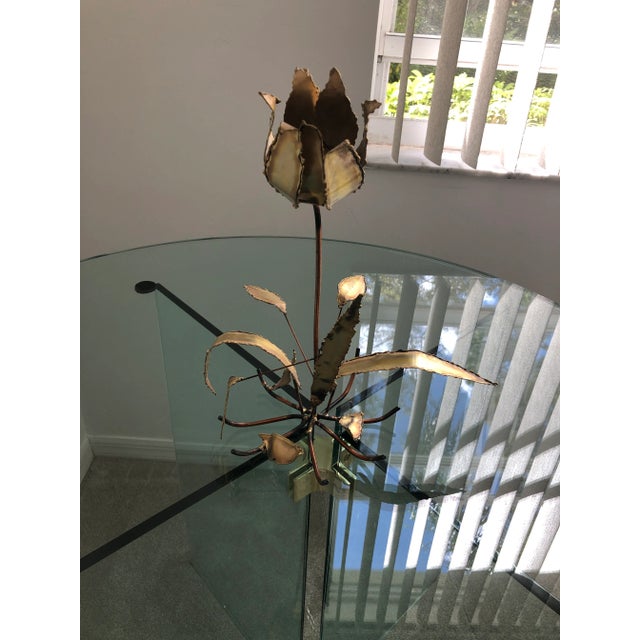 1970s 1970s Brutalist Metal Brass Flower Art Sculpture For Sale - Image 5 of 6
