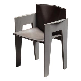 Grey Oak and Leather Dining Chairs by Arnold Merkx for Arco, 1980s, Set of 4 For Sale