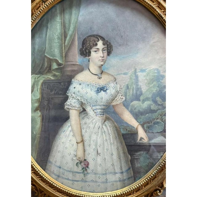 Eduard Ender, Portrait of a Young Lady, 19th Century, Watercolor For Sale - Image 4 of 9