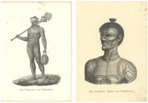Tattooed Men of Nuku Hiva, 1830, Paper, Set of 2