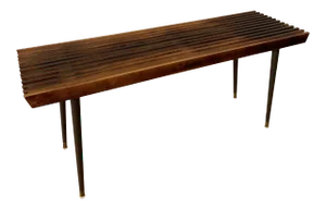 Mid Century Modern Wood Slat Bench From Nasco Yugoslavia