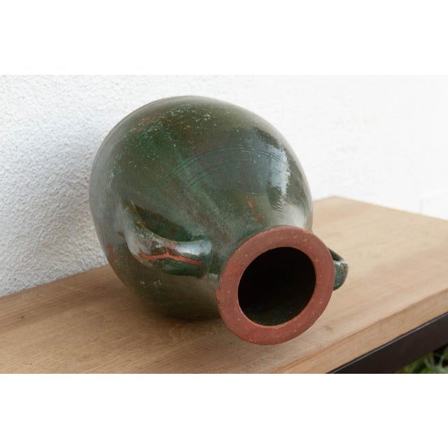 Ceramic Antique French Green Glazed Olive Jar For Sale - Image 7 of 8