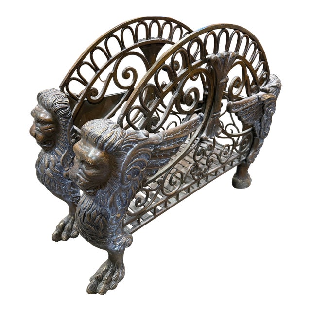 Mid 20th Century Bronze Regency Style Magazine Rack For Sale