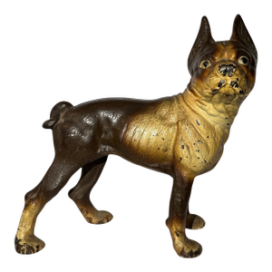 Large Antique Cast Iron French Bulldog Dog Doorstop