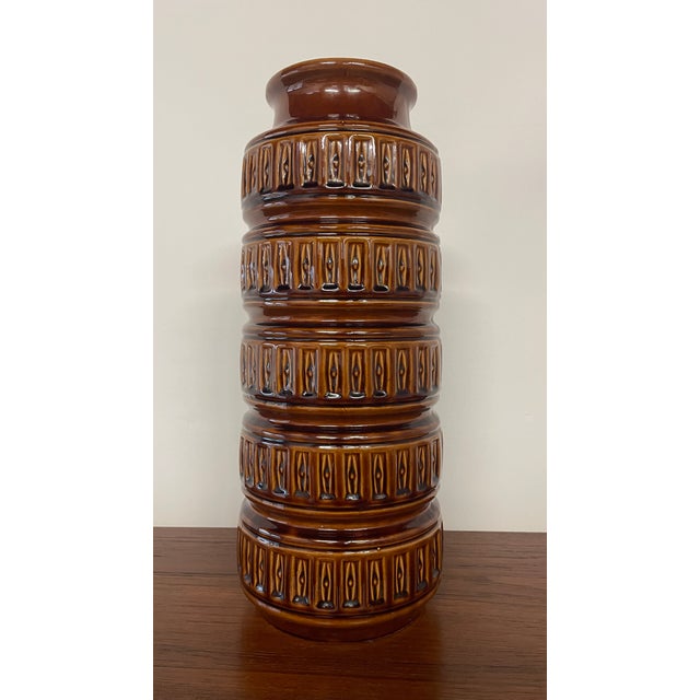 Large Sculptural Brown Glazed Ceramic Vase from Scheurich, West Germany, 1960s For Sale - Image 10 of 12