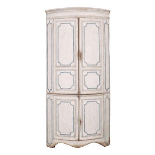 English Bowfront Corner Cabinet in Pine For Sale