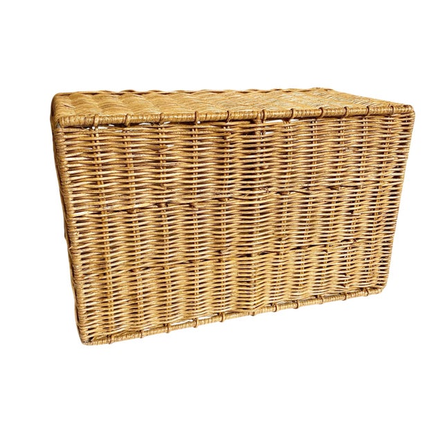 Vintage Woven Wicker & Steel Desk Organizer For Sale - Image 4 of 4