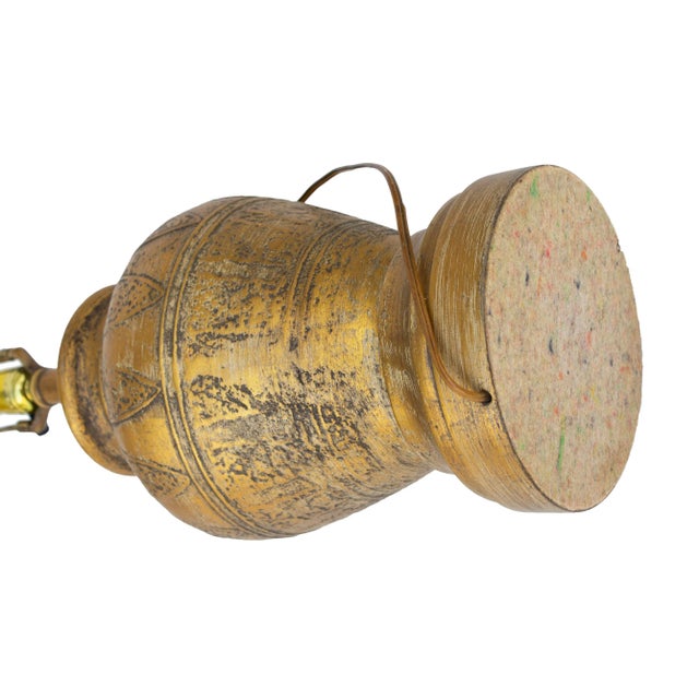 Gold Golden Ceramic Table Lamp With Texture For Sale - Image 8 of 10