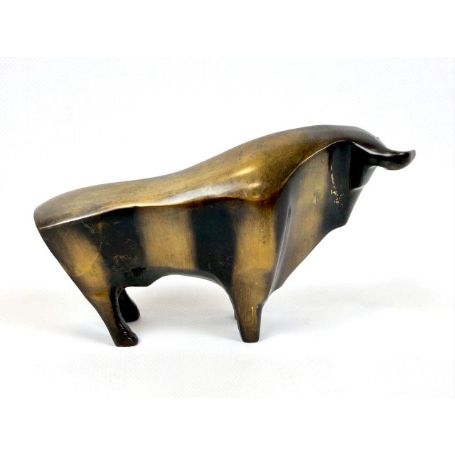 Postmodern Vintage Bronze Bull and Bear Figurines by Reinhard Dachlauer, Germany, 1980s, Set of 2 For Sale - Image 3 of 16