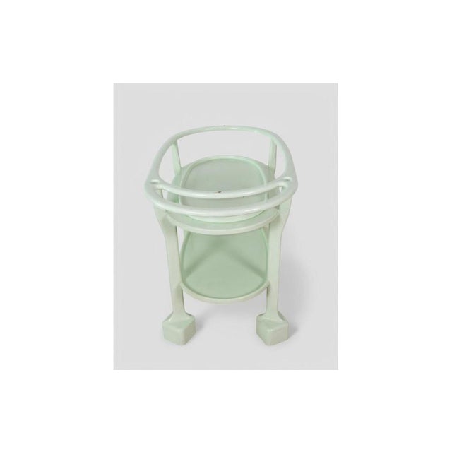 Vintage Art Deco Serving Trolley in Light Green Lacquered Wood, 1930s For Sale - Image 4 of 12