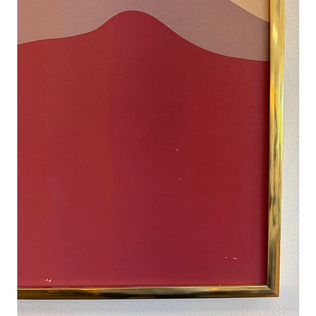 Late 20th Century Post-Modern Hard Edge Abstract Painting in Brass Frame For Sale In Miami - Image 6 of 7