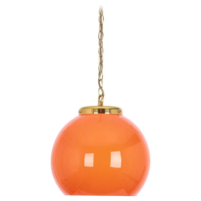 Glass Orange Glass Pendant Light by Peill Putzler, Germany, 1970 For Sale - Image 7 of 7
