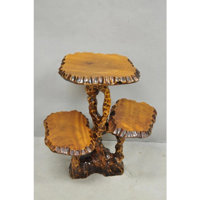 Vintage Mid Century Modern Live Edge 3 Tier Walnut Plant Stand Side Table For Sale - Image 15 of 15